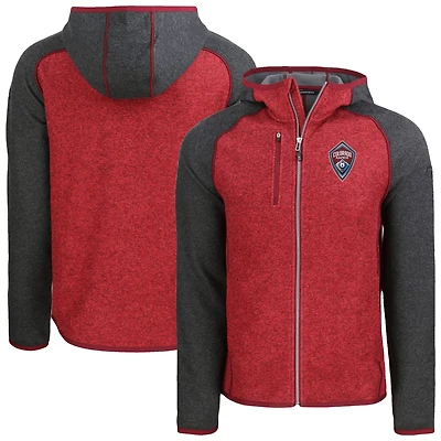 Men's Cutter & Buck  Heather Red Colorado Rapids Mainsail Full-Zip Hooded Jacket