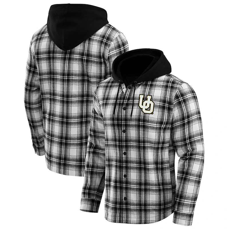Men's Darius Rucker Collection by Fanatics Black Oregon Ducks Plaid Flannel Quilted Full-Snap Hooded Shacket
