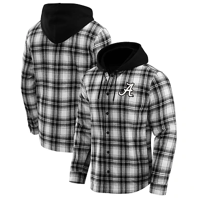 Men's Darius Rucker Collection by Fanatics  Black Alabama Crimson Tide Plaid Flannel Quilted Full-Snap Hooded Shacket