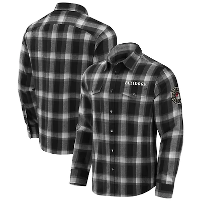 Men's Darius Rucker Collection by Fanatics Black Georgia Bulldogs Team Flannel Plaid Full-Snap Shirt