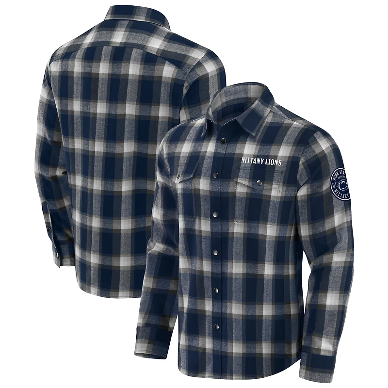 Men's Darius Rucker Collection by Fanatics Navy Penn State Nittany Lions Team Flannel Plaid Full-Snap Shirt