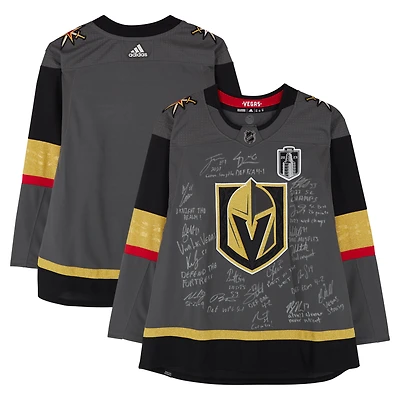 Vegas Golden Knights Autographed 2023 Stanley Cup Champions Gray adidas Authentic Jersey with 18 Signatures & Multiple Inscriptions