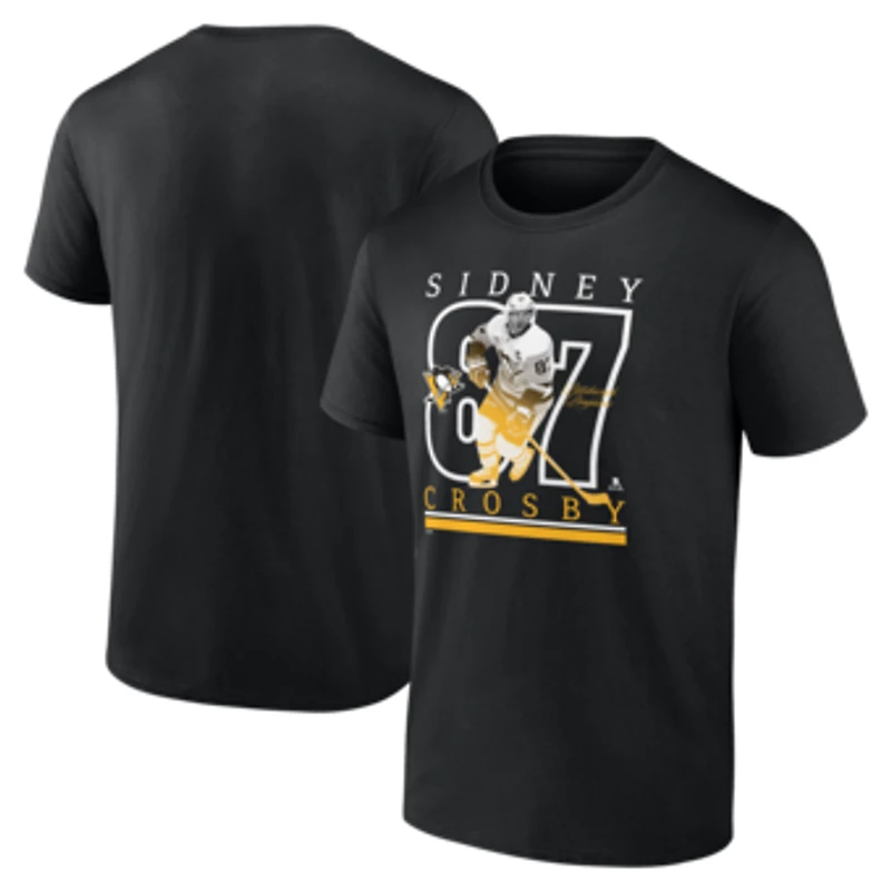 Men's Fanatics Sidney Crosby Black Pittsburgh Penguins Authentic Stack Name & Number T-Shirt