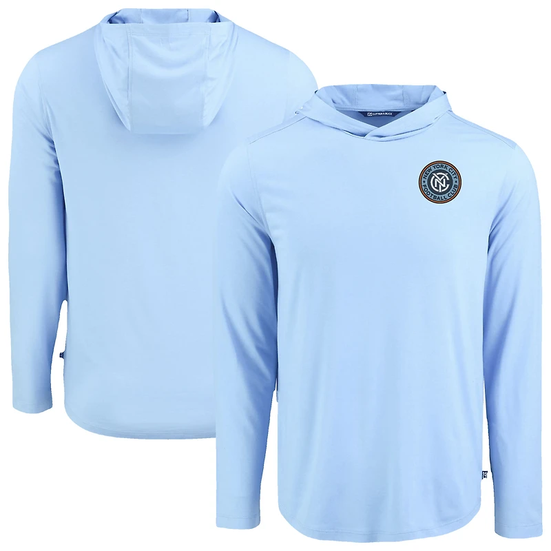 Men's Cutter & Buck Powder Blue New York City FC Coastline Epic Comfort Eco Recycled Long Sleeve Hoodie T-Shirt