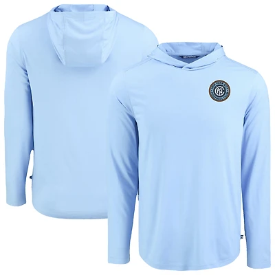 Men's Cutter & Buck Powder Blue New York City FC Coastline Epic Comfort Eco Recycled Long Sleeve Hoodie T-Shirt