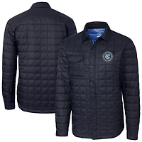 Men's Cutter & Buck  Navy New York City FC Rainier PrimaLoft Eco Insulated Quilted Shirt Jacket