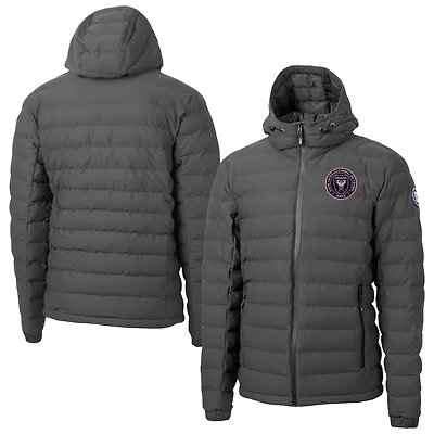 Men's Cutter & Buck Gray Inter Miami CF Mission Ridge Repreve® Eco Insulated Full-Zip Hoodie Puffer Jacket