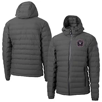 Men's Cutter & Buck Gray Inter Miami CF Mission Ridge Repreve® Eco Insulated Full-Zip Hoodie Puffer Jacket