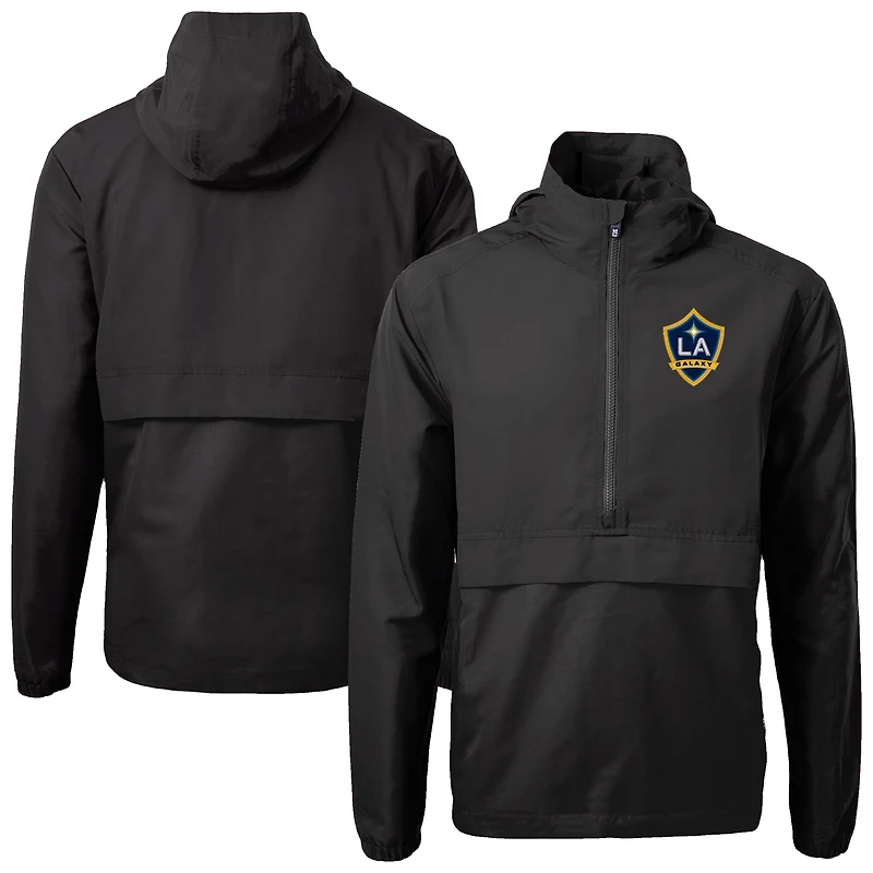 Men's Cutter & Buck  Black LA Galaxy Charter Eco Recycled Full-Zip Anorak Jacket