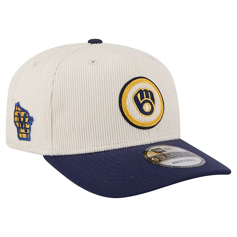 Men's New Era  Cream Milwaukee Brewers Loyal 9SEVENTY Adjustable Hat