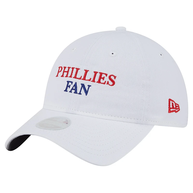 Women's New Era White Philadelphia Phillies Team Fan 9TWENTY Adjustable Hat