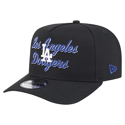 Men's New Era Black Los Angeles Dodgers Chainstitch 9FIFTY A-Frame Snapback Hat