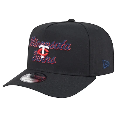 Men's New Era Black Minnesota Twins Chainstitch 9FIFTY A-Frame Snapback Hat