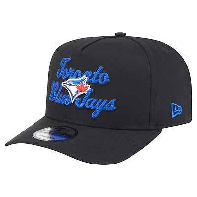 Men's New Era Black Toronto Blue Jays Chainstitch 9FIFTY A-Frame Snapback Hat