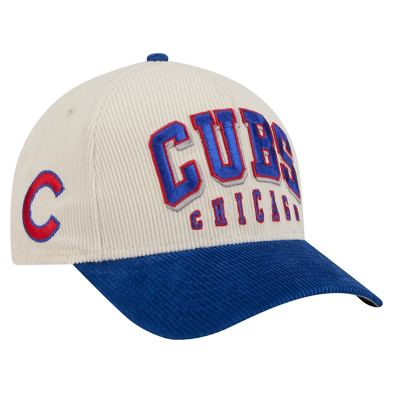 Men's New Era Cream/Royal Chicago Cubs Sided Corduroy 9FORTY A-Frame Adjustable Hat
