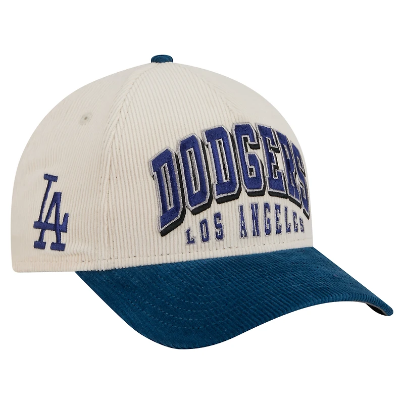 Men's New Era  Cream/Royal Los Angeles Dodgers Sided Corduroy 9FORTY A-Frame Adjustable Hat