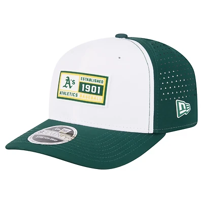 Men's New Era White/Green Athletics Established Patch 9SEVENTY Adjustable Hat