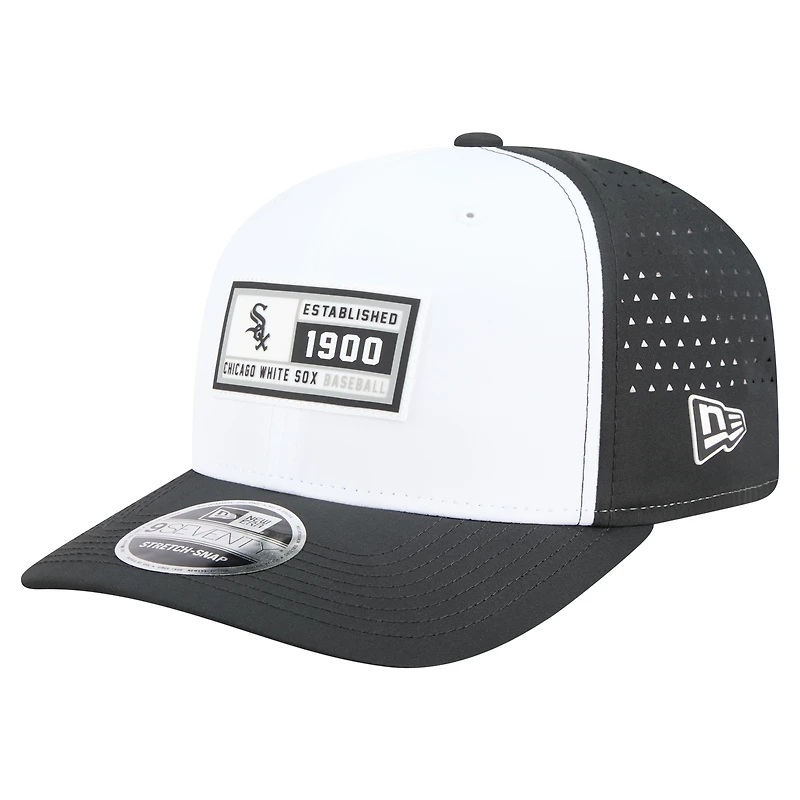 Men's New Era White/Black Chicago White Sox Established Patch 9SEVENTY Adjustable Hat