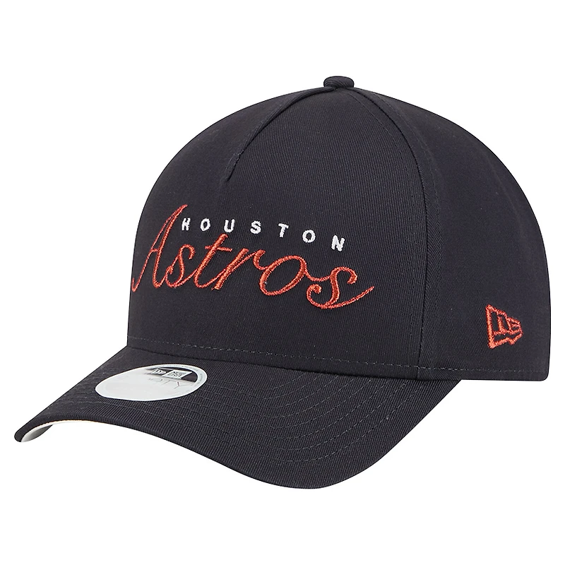 Women's New Era Navy Houston Astros Metallic A-Frame 9FORTY Adjustable Hat