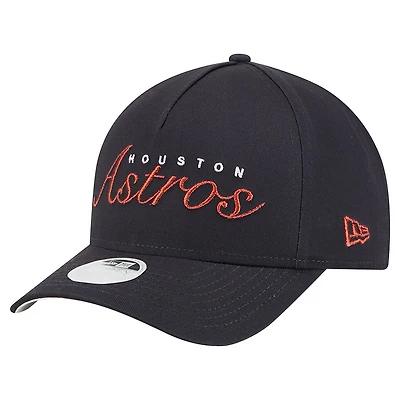 Women's New Era Navy Houston Astros Metallic A-Frame 9FORTY Adjustable Hat