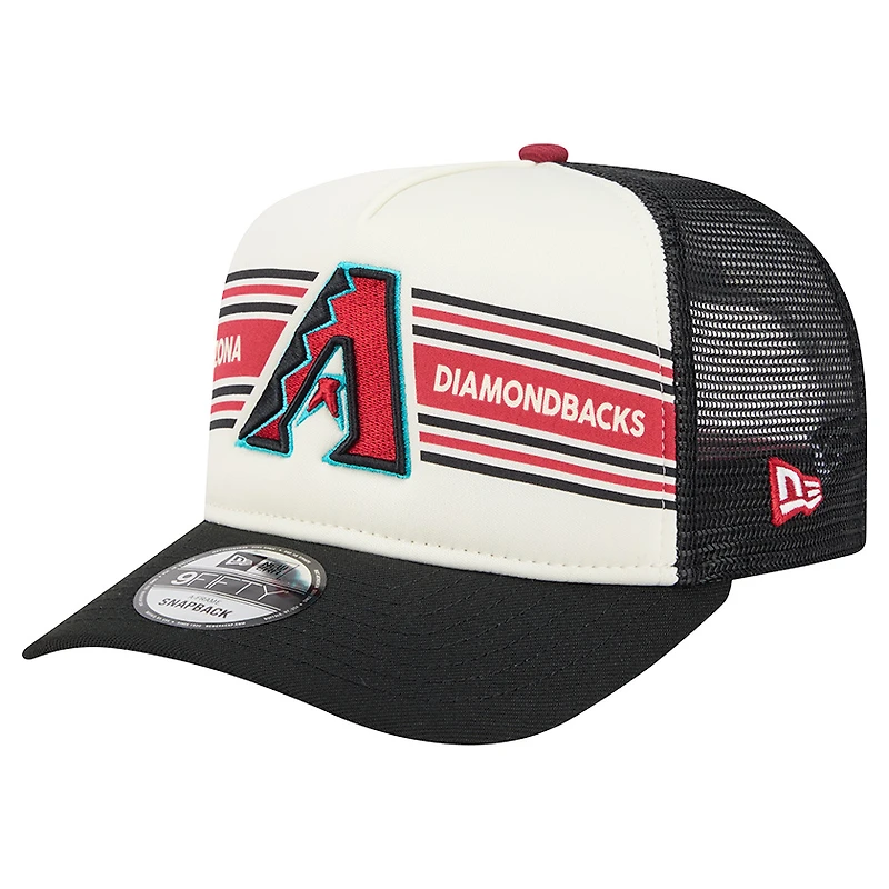 Men's New Era Cream/Black Arizona Diamondbacks Banner A-Frame 9FIFTY Trucker Snapback Hat