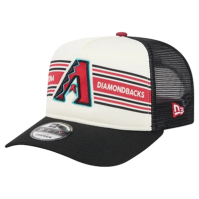 Men's New Era Cream/Black Arizona Diamondbacks Banner A-Frame 9FIFTY Trucker Snapback Hat