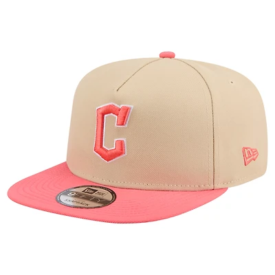 Men's New Era  Light Beige/Coral Cleveland Guardians Color Pack A-Frame 9FIFTY Snapback Hat