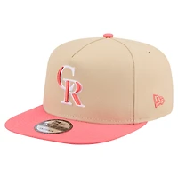 Men's New Era  Light Beige/Coral Colorado Rockies Color Pack A-Frame 9FIFTY Snapback Hat