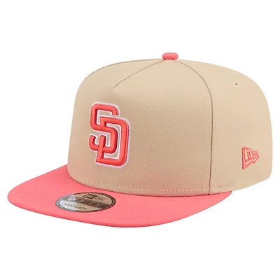 Men's New Era  Light Beige/Coral San Diego Padres Color Pack A-Frame 9FIFTY Snapback Hat