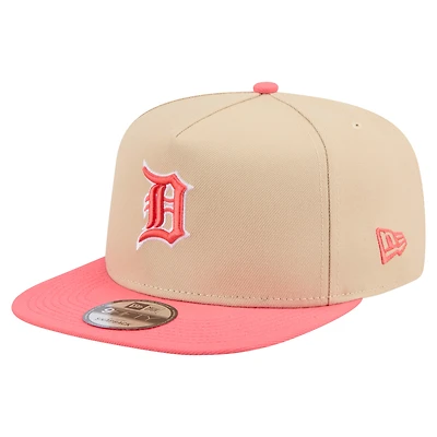 Men's New Era  Light Beige/Coral Detroit Tigers Color Pack A-Frame 9FIFTY Snapback Hat