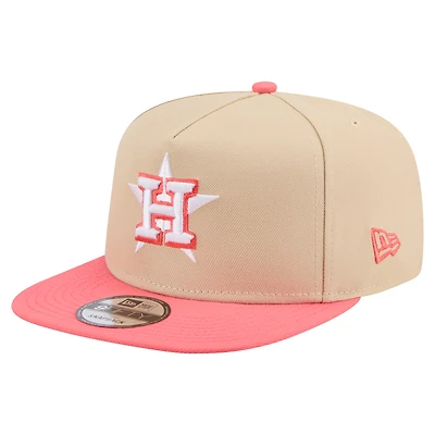 Men's New Era  Light Beige/Coral Houston Astros Color Pack A-Frame 9FIFTY Snapback Hat
