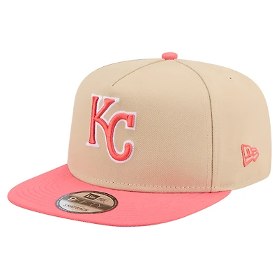 Men's New Era  Light Beige/Coral Kansas City Royals Color Pack A-Frame 9FIFTY Snapback Hat