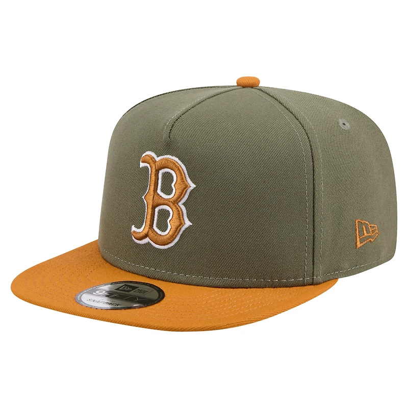 Men's New Era Olive/Brown Boston Red Sox Color Pack A-Frame 9FIFTY Snapback Hat