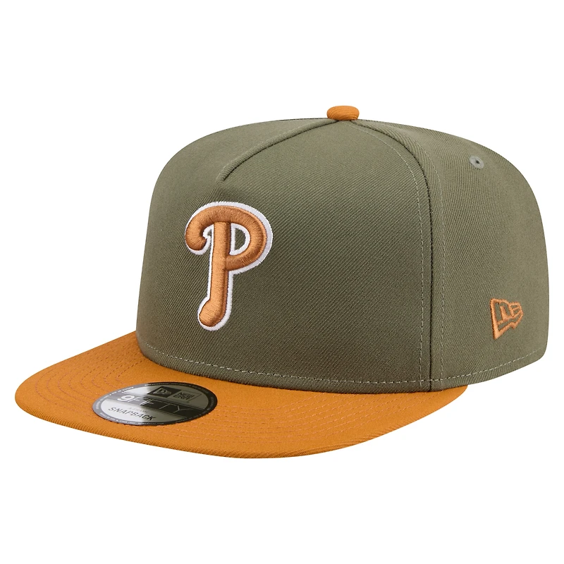 Men's New Era  Olive/Brown Philadelphia Phillies Color Pack A-Frame 9FIFTY Snapback Hat