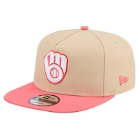 Men's New Era  Light Beige/Coral Milwaukee Brewers Color Pack A-Frame 9FIFTY Snapback Hat
