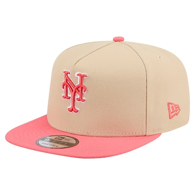 Men's New Era  Light Beige/Coral New York Mets Color Pack A-Frame 9FIFTY Snapback Hat