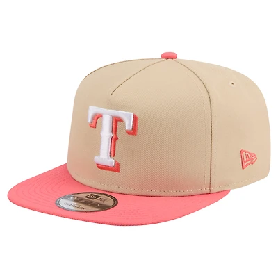 Men's New Era  Light Beige/Coral Texas Rangers Color Pack A-Frame 9FIFTY Snapback Hat