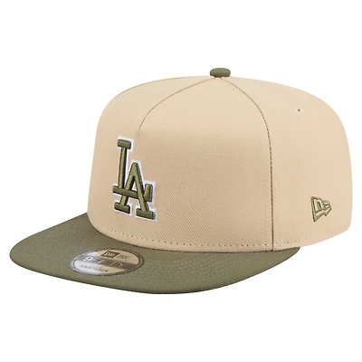 Men's New Era  Light Beige/Olive Los Angeles Dodgers Color Pack A-Frame 9FIFTY Snapback Hat