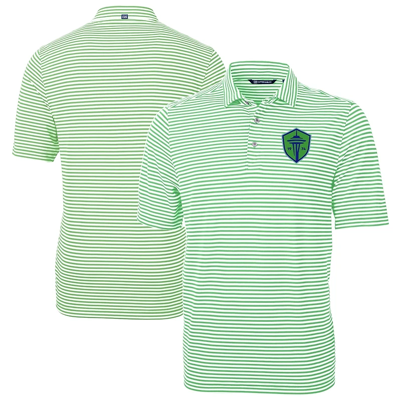 Men's Cutter & Buck  Kelly Green Seattle Sounders FC Virtue Eco Pique Stripe Recycled Polo
