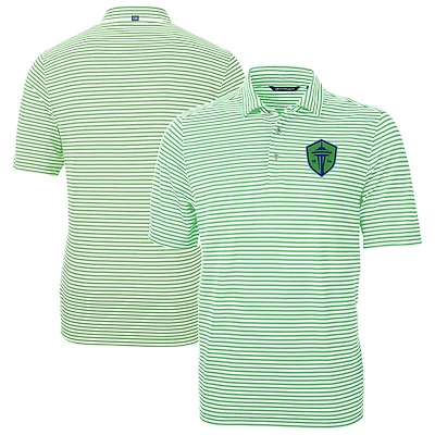 Men's Cutter & Buck  Kelly Green Seattle Sounders FC Virtue Eco Pique Stripe Recycled Polo