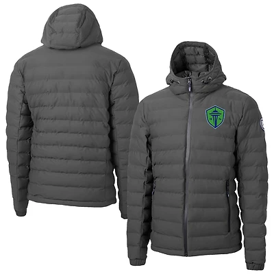 Men's Cutter & Buck Gray Seattle Sounders FC Mission Ridge Repreve Eco Insulated Hooded Puffer Jacket