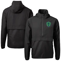 Men's Cutter & Buck  Black Seattle Sounders FC Charter Eco Recycled Anorak Hooded Half-Zip Jacket