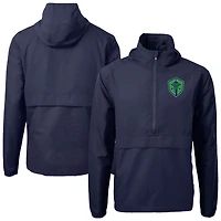 Men's Cutter & Buck  Navy Seattle Sounders FC Charter Eco Recycled Anorak Hooded Half-Zip Jacket