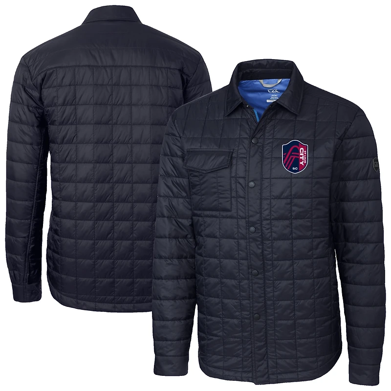 Men's Cutter & Buck  Navy St. Louis City SC Rainier PrimaLoft Eco Insulated Quilted Shirt Jacket