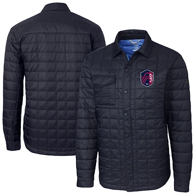 Men's Cutter & Buck  Navy St. Louis City SC Rainier PrimaLoft Eco Insulated Quilted Shirt Jacket