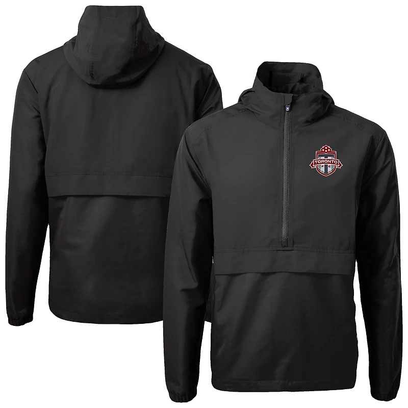 Men's Cutter & Buck Black Toronto FC Charter Eco Recycled Anorak Hooded Half-Zip Jacket
