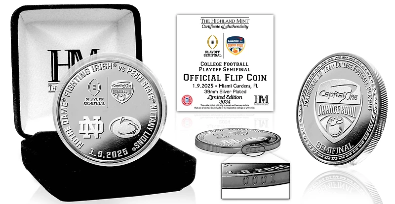 Highland Mint Penn State Nittany Lions vs. Notre Dame Fighting Irish College Football Playoff 2025 Orange Bowl Matchup 39mm Silver Mint Coin