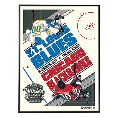 Phenom Gallery Chicago Blackhawks vs. St. Louis Blues 2025 Winter Classic 18" x 24" Deluxe Framed Serigraph