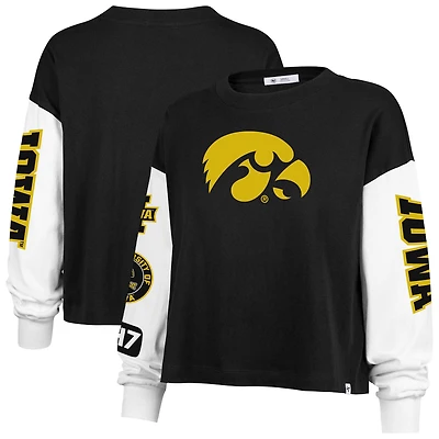 Women's '47 Black Iowa Hawkeyes Sydney Long Sleeve T-Shirt