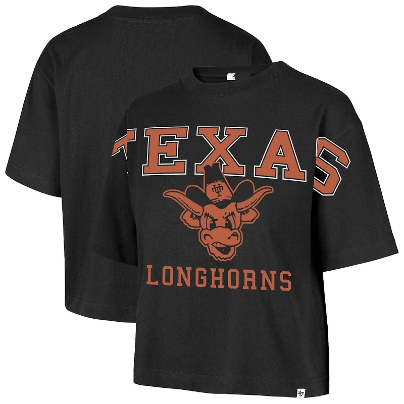 Women's '47 Black Texas Longhorns Outreach City Relaxed Cropped T-Shirt